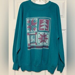 90s Vintage Festive Holiday Christmas Graphic Print Crew Neck Sweatshirt Size XL